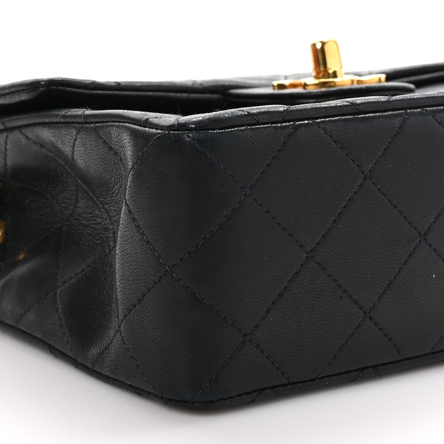 Lambskin Quilted Mini Square Flap Black