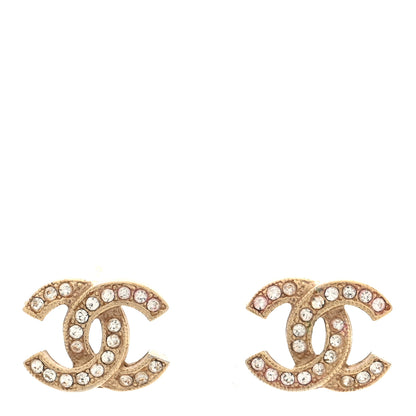 Chanel Metal Crystal CC Earrings Gold 1 of 5