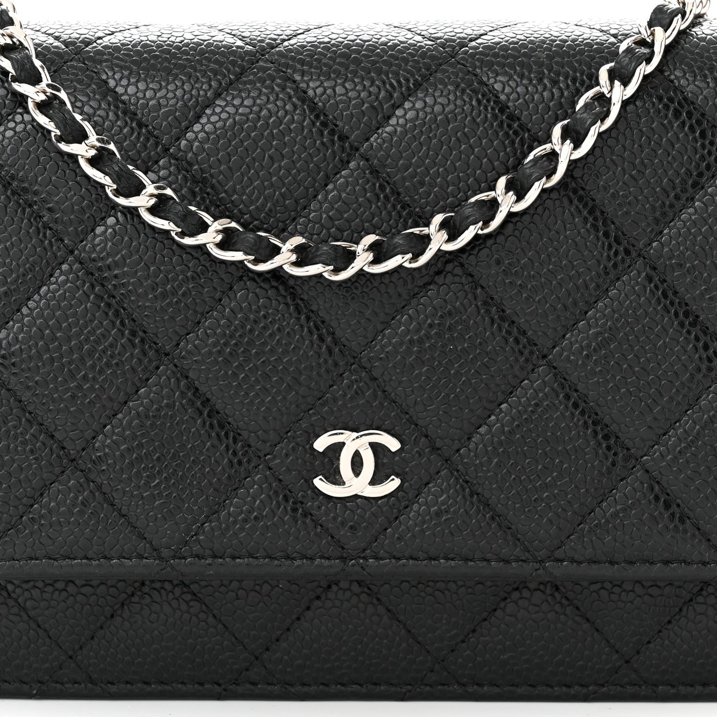 Caviar Quilted Wallet on Chain WOC Black
