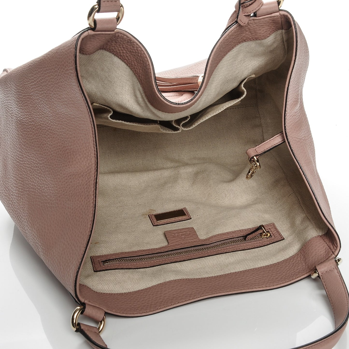 Pebbled Calfskin Medium Soho Shoulder Bag Camelia