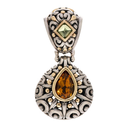 John Hardy Sterling Silver 18K Yellow Gold Peridot Citrine Batu Sari Pendant 1 of 3