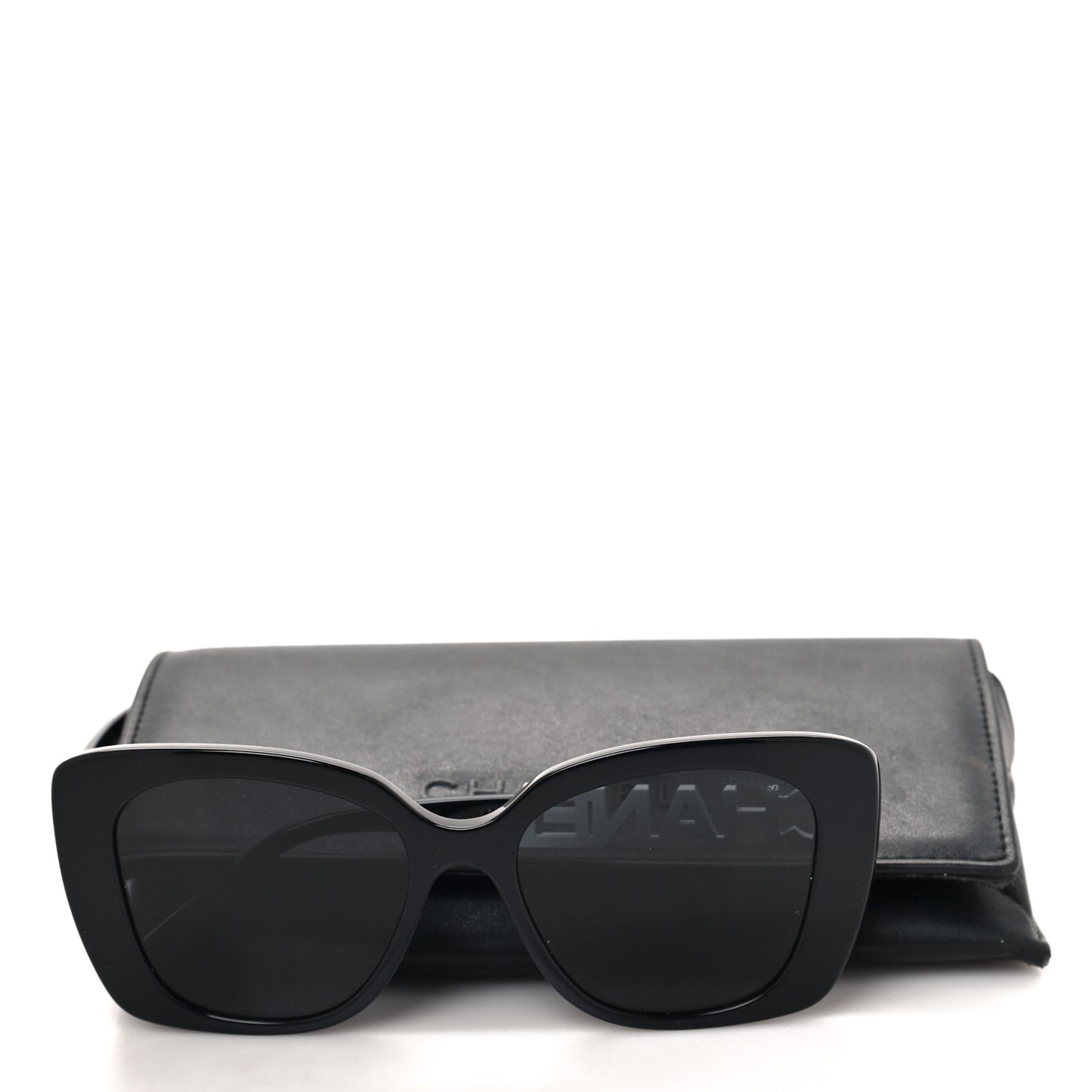 Acetate Strass Square Sunglasses 5422-B Black White