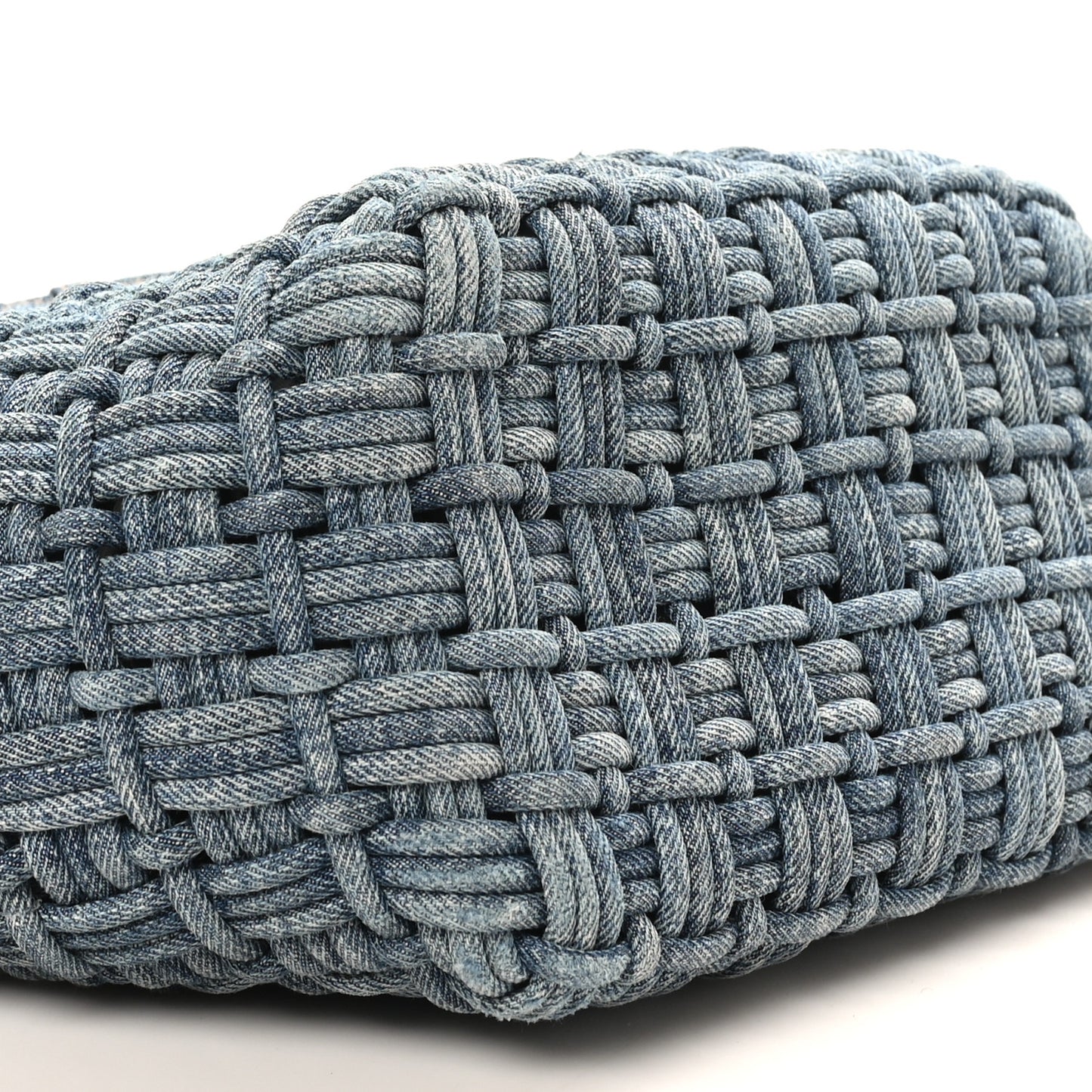 Washed Frayed Denim Braided XS Bistro Basket Blue