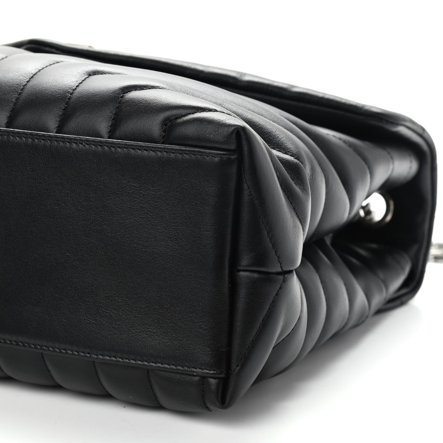 Calfskin Y Quilted Monogram Medium Loulou Chain Satchel Black