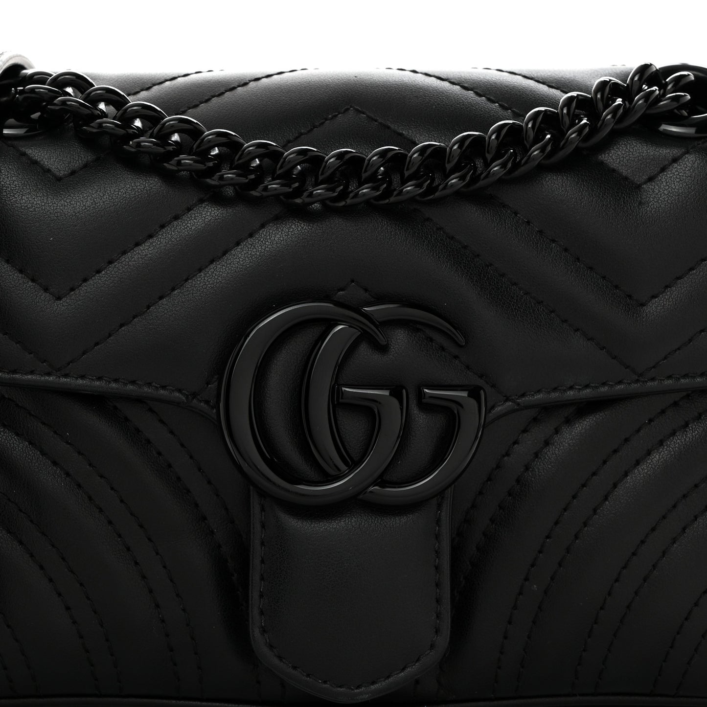 Calfskin Matelasse Monochrome Mini GG Marmont Shoulder Bag Black