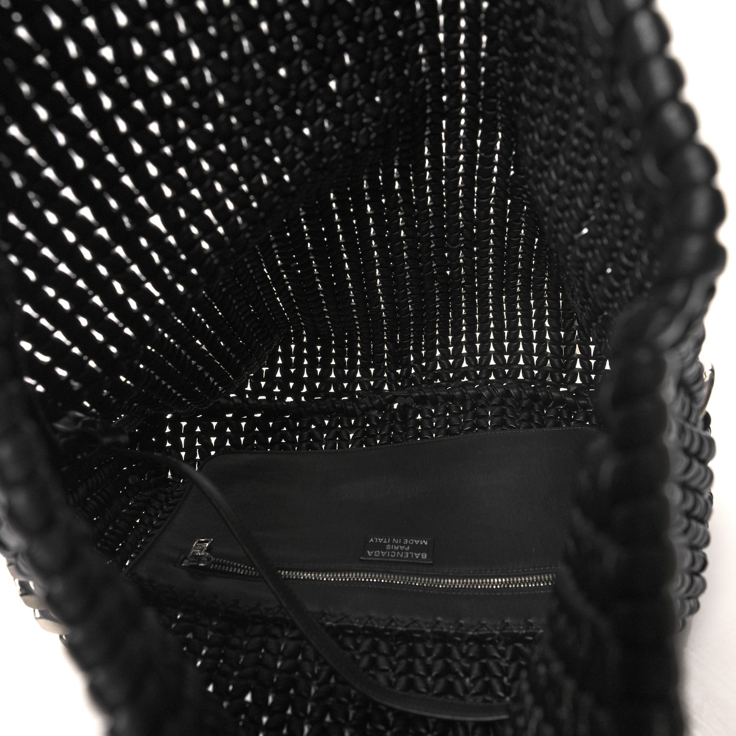 Woven Calfskin Metro Medium Tote Black