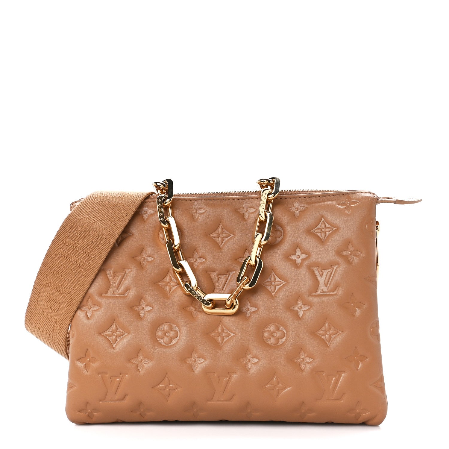 Louis Vuitton Lambskin Embossed Monogram Coussin PM Camel 1 of 11
