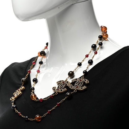 Chanel Gripoix Poured Glass CC Long Necklace Gold Multicolor 2 of 6