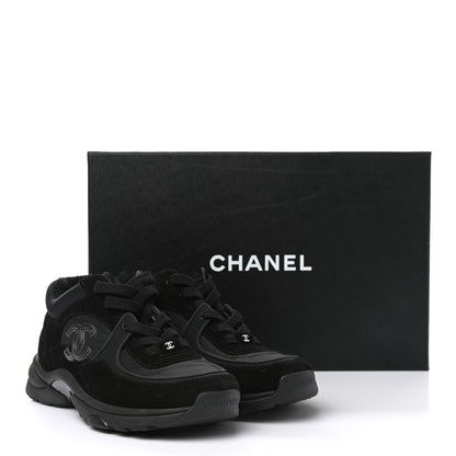 Chanel Fabric Calfskin Suede CC Sneakers 36.5 Black 9 of 9