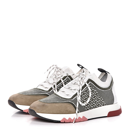 Hermes Knit Goatskin Womens Addict Sneakers 35 Vert The Imperial White 3 of 8