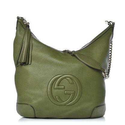 Gucci Pebbled Calfskin Medium Soho Chain Hobo Green 1 of 14