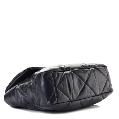 Chanel Goatskin Quilted Large Chanel 19 Flap Navy Blue 6 of 9
