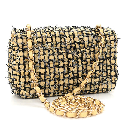 Chanel Tweed Quilted Mini Rectangular Flap Yellow Black 3 of 11