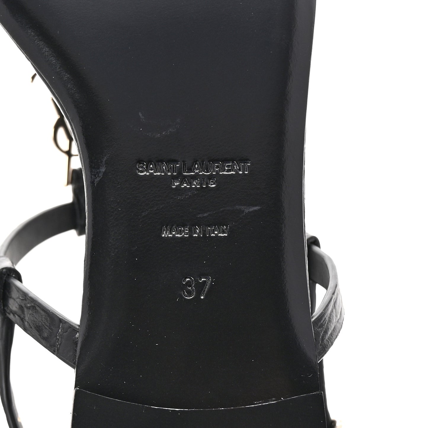 Calfskin Crocodile Embossed Cassandra Monogram Sandals 37 Black