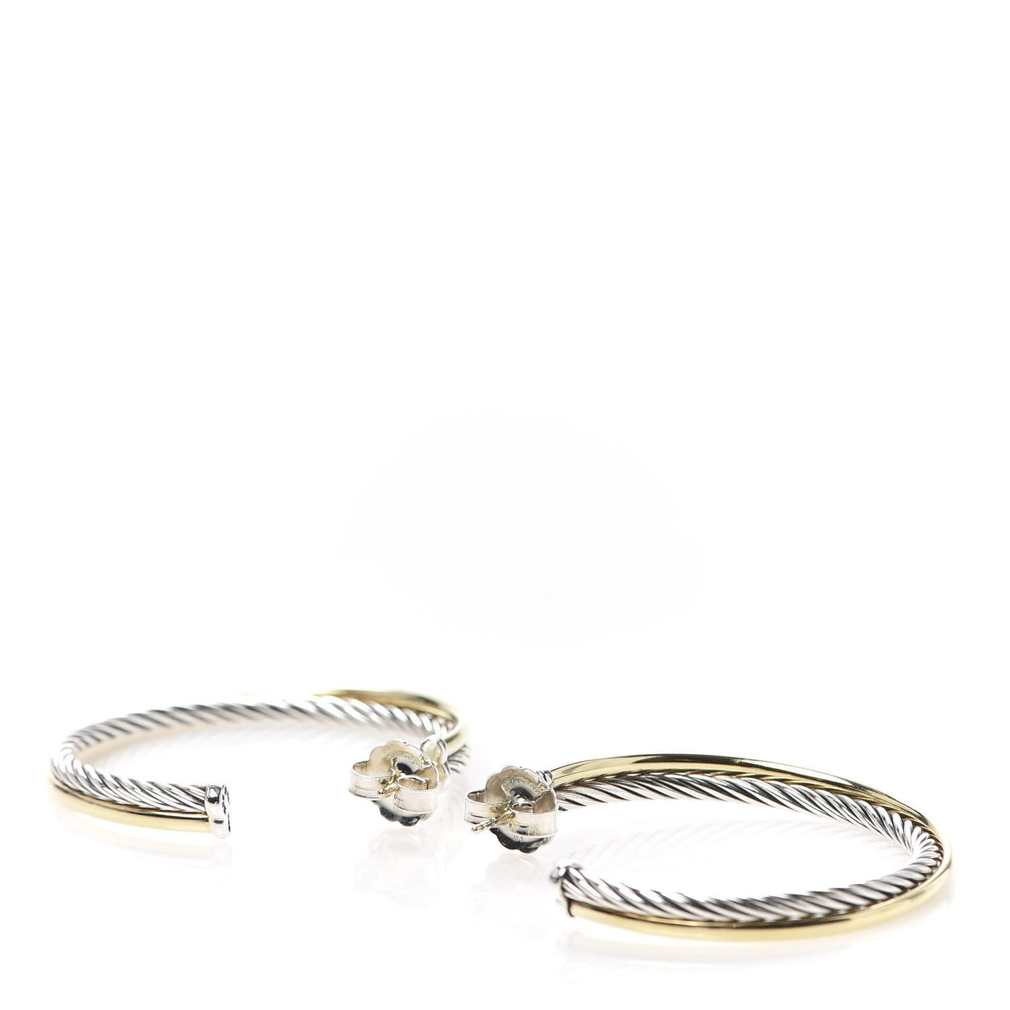 Sterling Silver 18K Yellow Gold 44mm Extra Large Crossover Cable Hoop Earrings