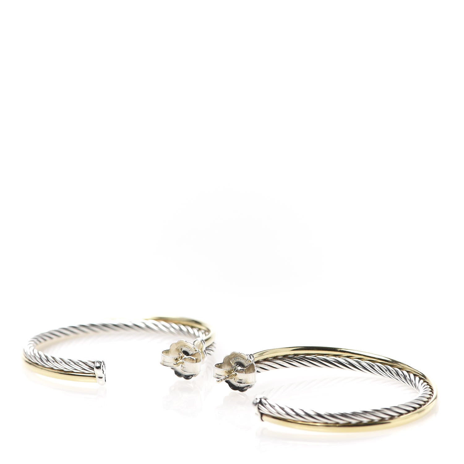David Yurman Sterling Silver 18K Yellow Gold 44mm Extra Large Crossover Cable Hoop Earrings 3 of 4