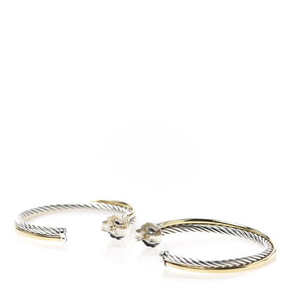 David Yurman Sterling Silver 18K Yellow Gold 44mm Extra Large Crossover Cable Hoop Earrings 3 of 4