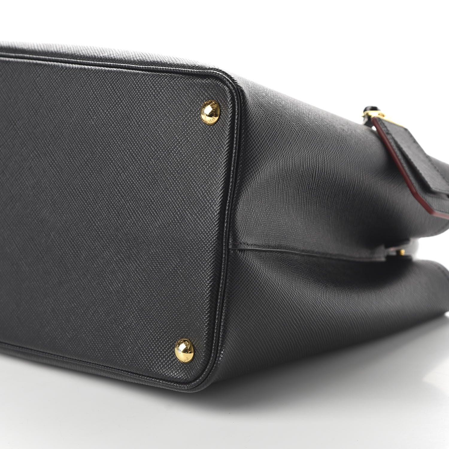 Prada Saffiano Cuir Large Double Bag Black Fuoco 7 of 9