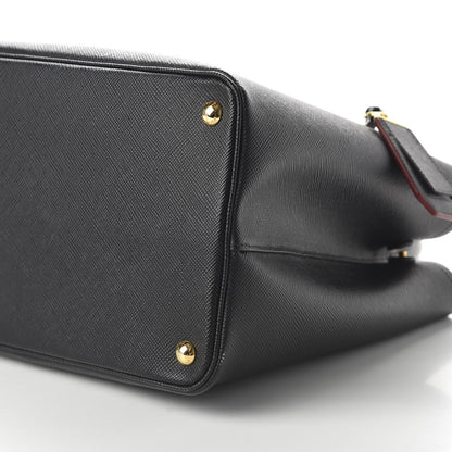 Prada Saffiano Cuir Large Double Bag Black Fuoco 7 of 9