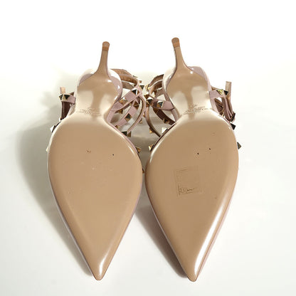 Valentino Garavani Patent Rockstud Ankle Strap Low Heel Pumps 39 Poudre 5 of 6