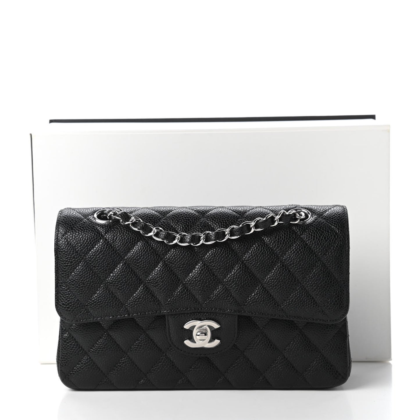 Caviar Quilted Small Double Flap Black