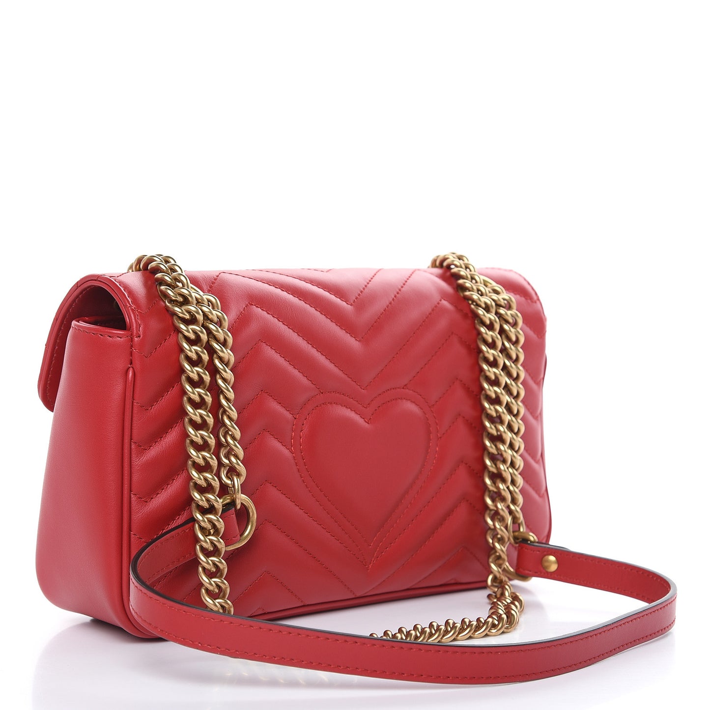 Calfskin Matelasse Small GG Marmont Shoulder Bag Hibiscus Red