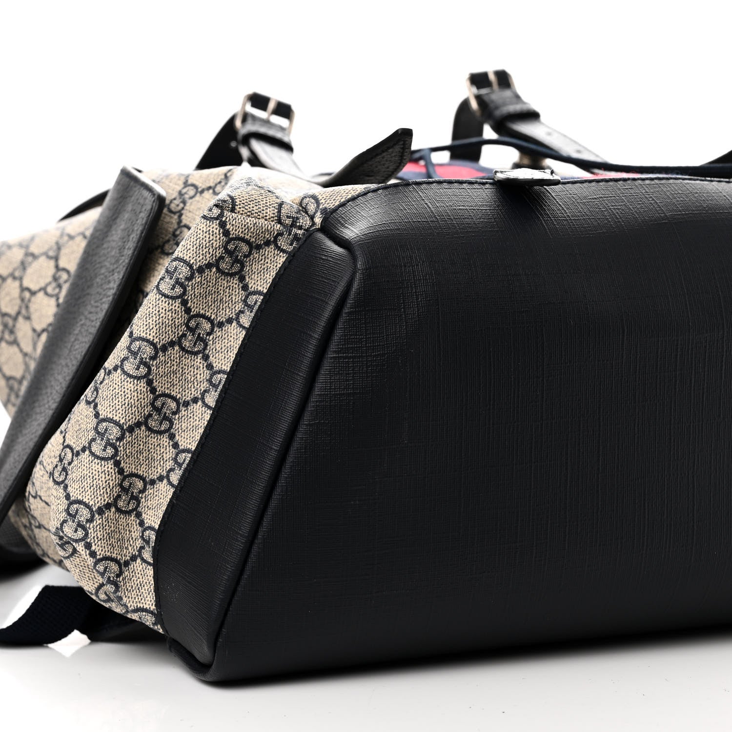 Gucci GG Supreme Monogram Medium Ophidia Double Buckle Backpack Beige Blue Black 10 of 11