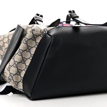 Gucci GG Supreme Monogram Medium Ophidia Double Buckle Backpack Beige Blue Black 10 of 11