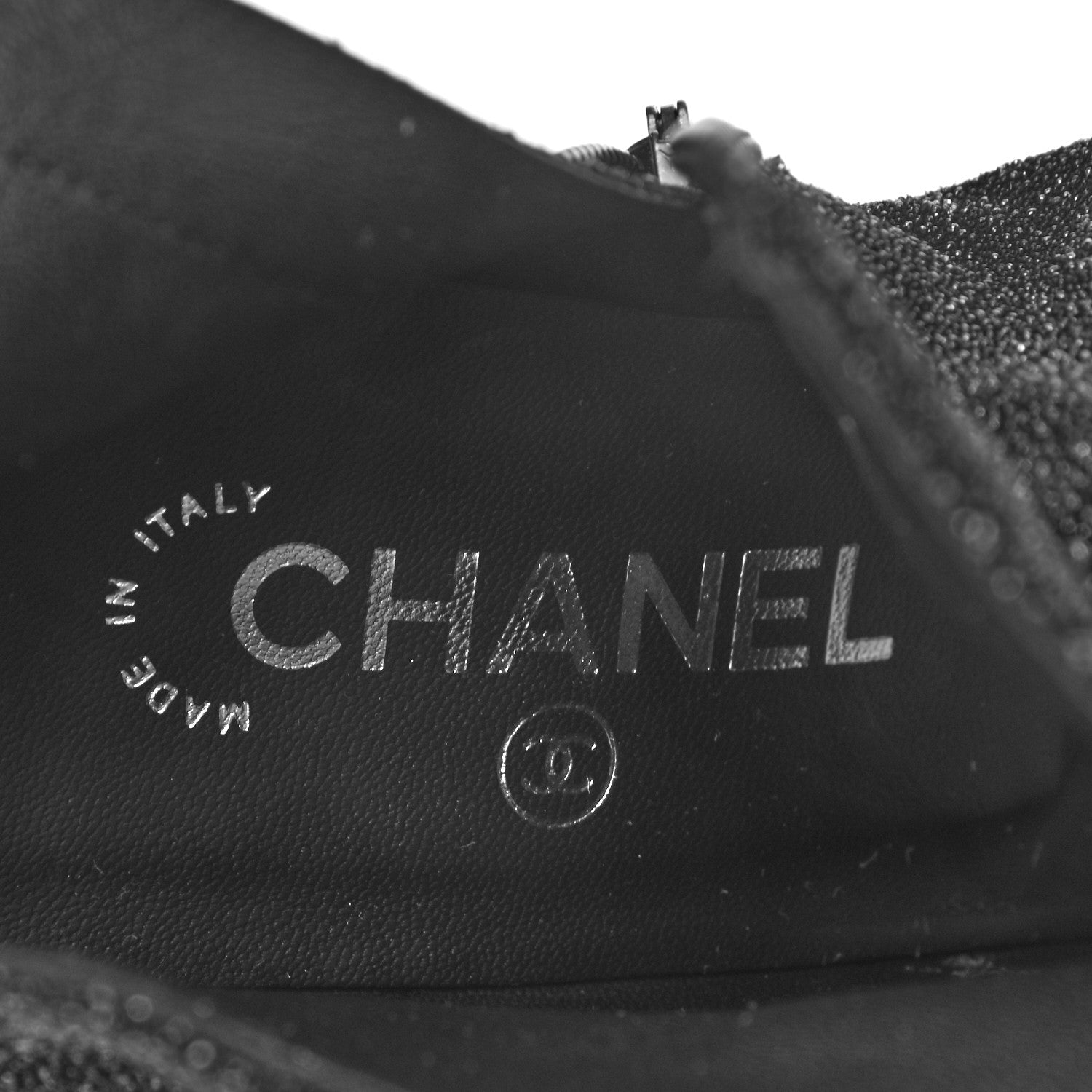 Chanel Glitter Suede Cap Toe Short Boots 40 Black Taupe 7 of 8