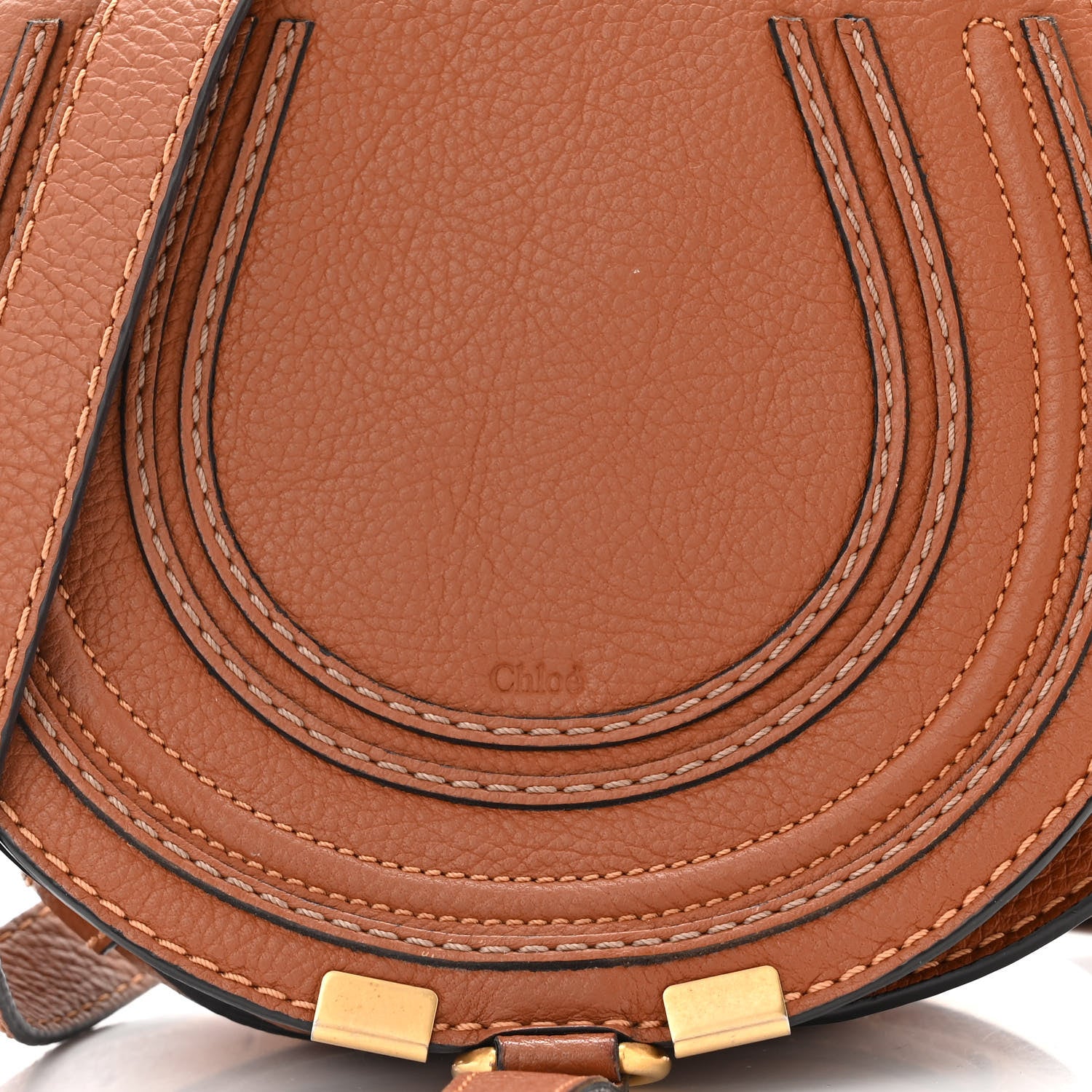 Chloe Grained Calfskin Small Marcie Saddle Bag Tan 8 of 11