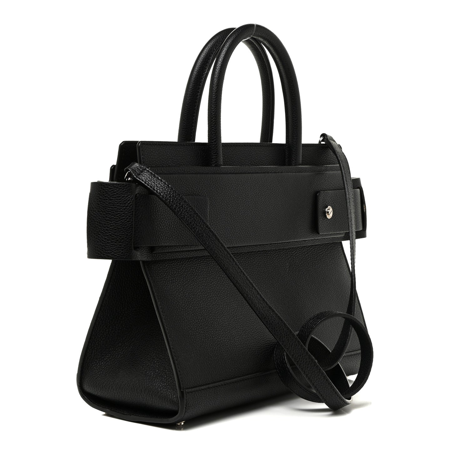 Grained Calfskin Small Horizon Satchel Black