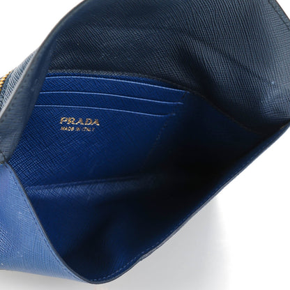 Prada Saffiano Bi-Color Envelope Wallet Baltico Bluette 5 of 7