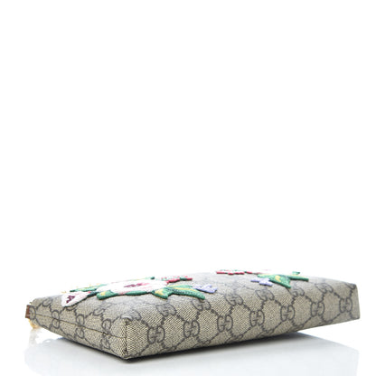 Gucci GG Supreme Monogram Embroidered Flower Chain Wrist Wallet 4 of 10