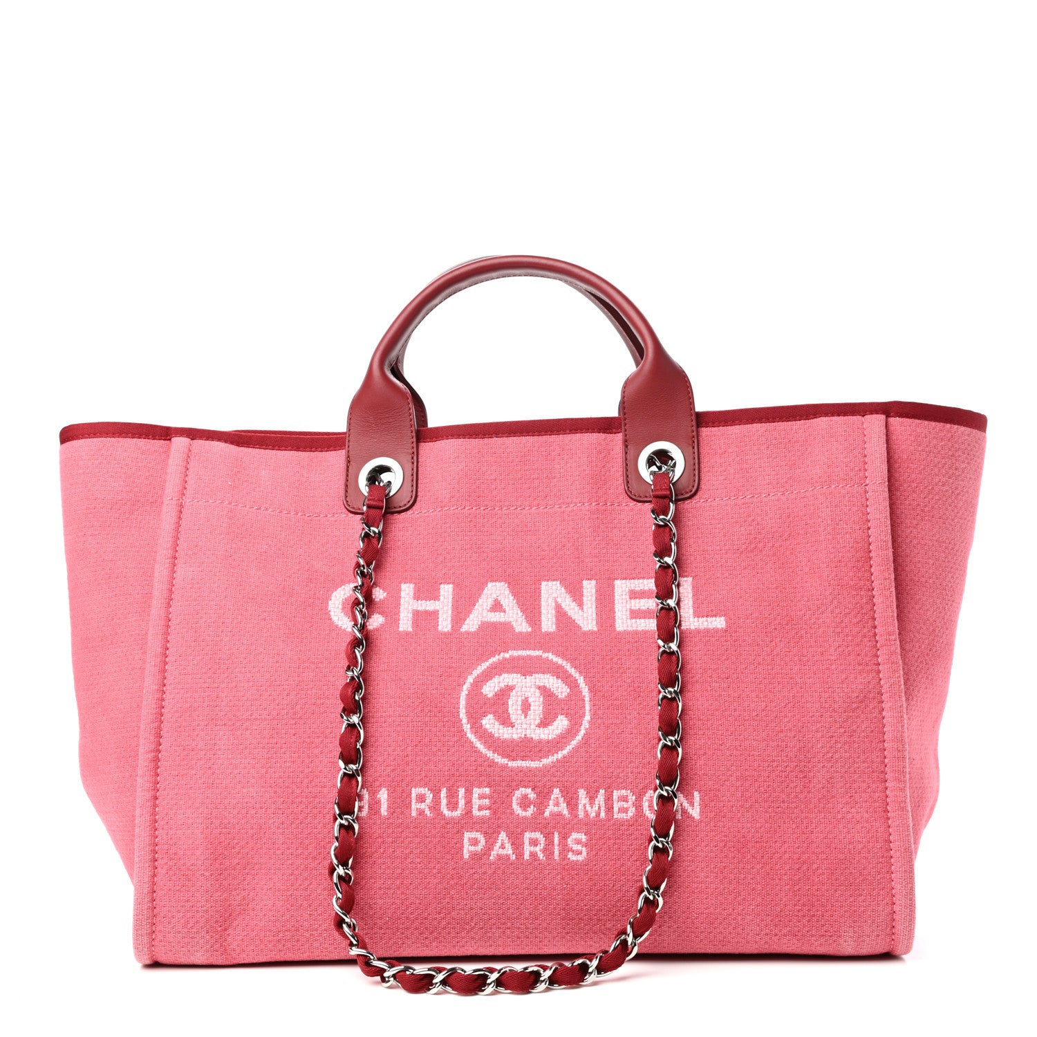 Chanel Canvas Medium Deauville Tote Red 1 of 10