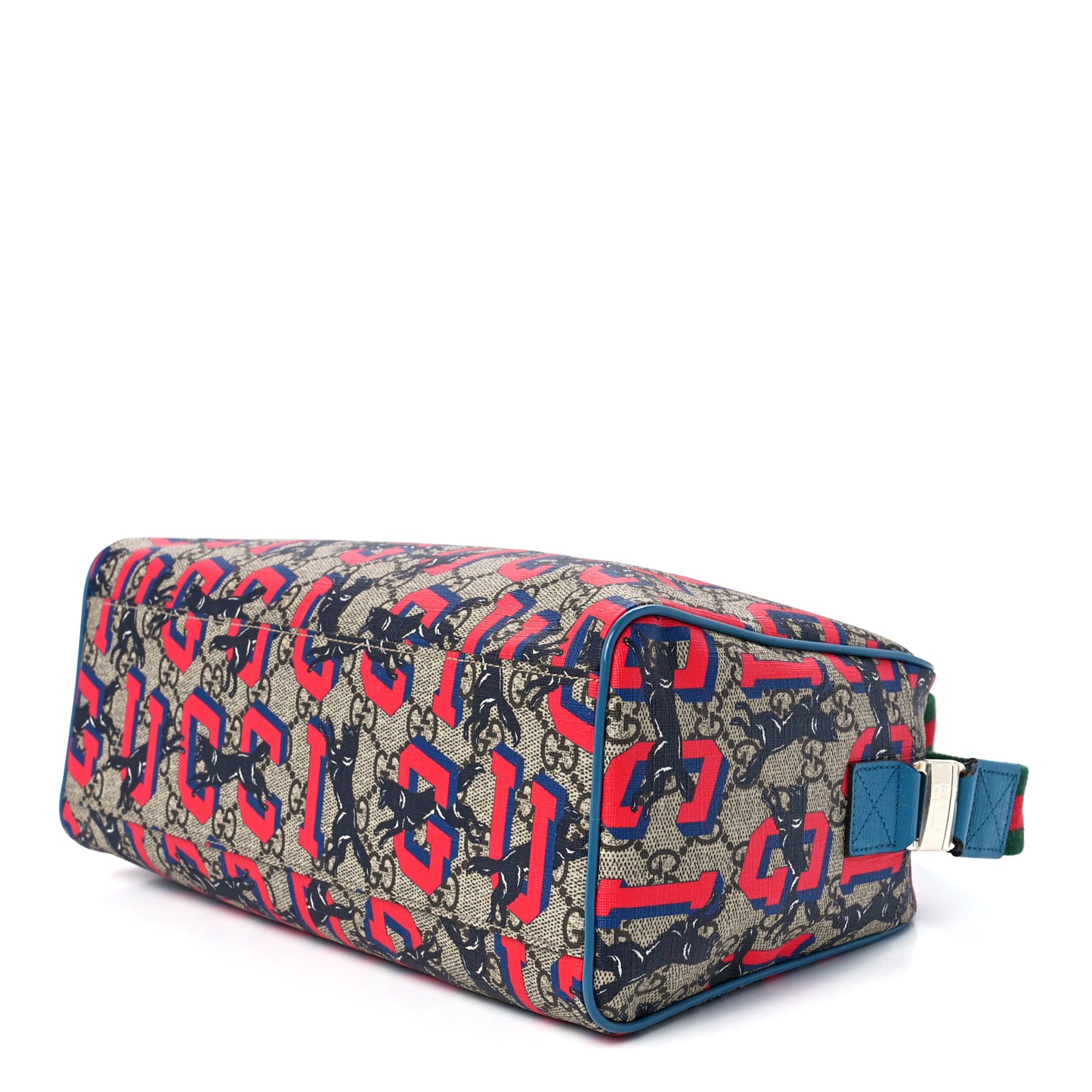 GG Supreme Monogram Wolves Print Childrens Shoulder Bag Beige Red
