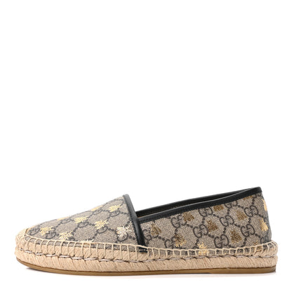 Gucci GG Supreme Monogram Bees Espadrille Flats 38 Beige Ebony Oro Black 1 of 10