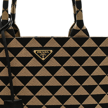 Prada Jacquard Saffiano Triangolo Symbole Embroidered Large Tote Black Corda 8 of 12