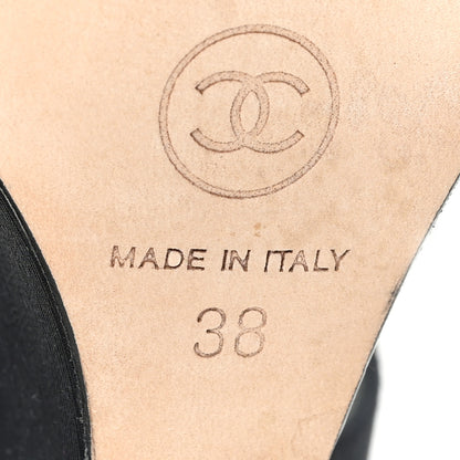 Chanel Grosgrain Pearl CC Wedge Sandals 38 Black 4 of 9