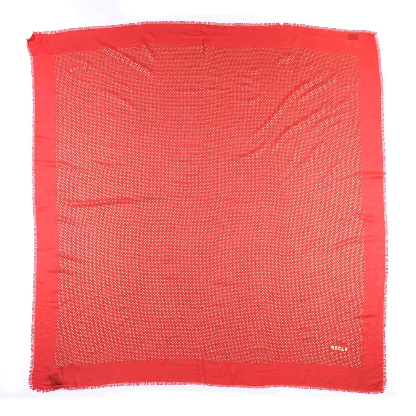 X SEGA Modal Cashmere GUCCY Stars Print Shawl Flame Red Gold