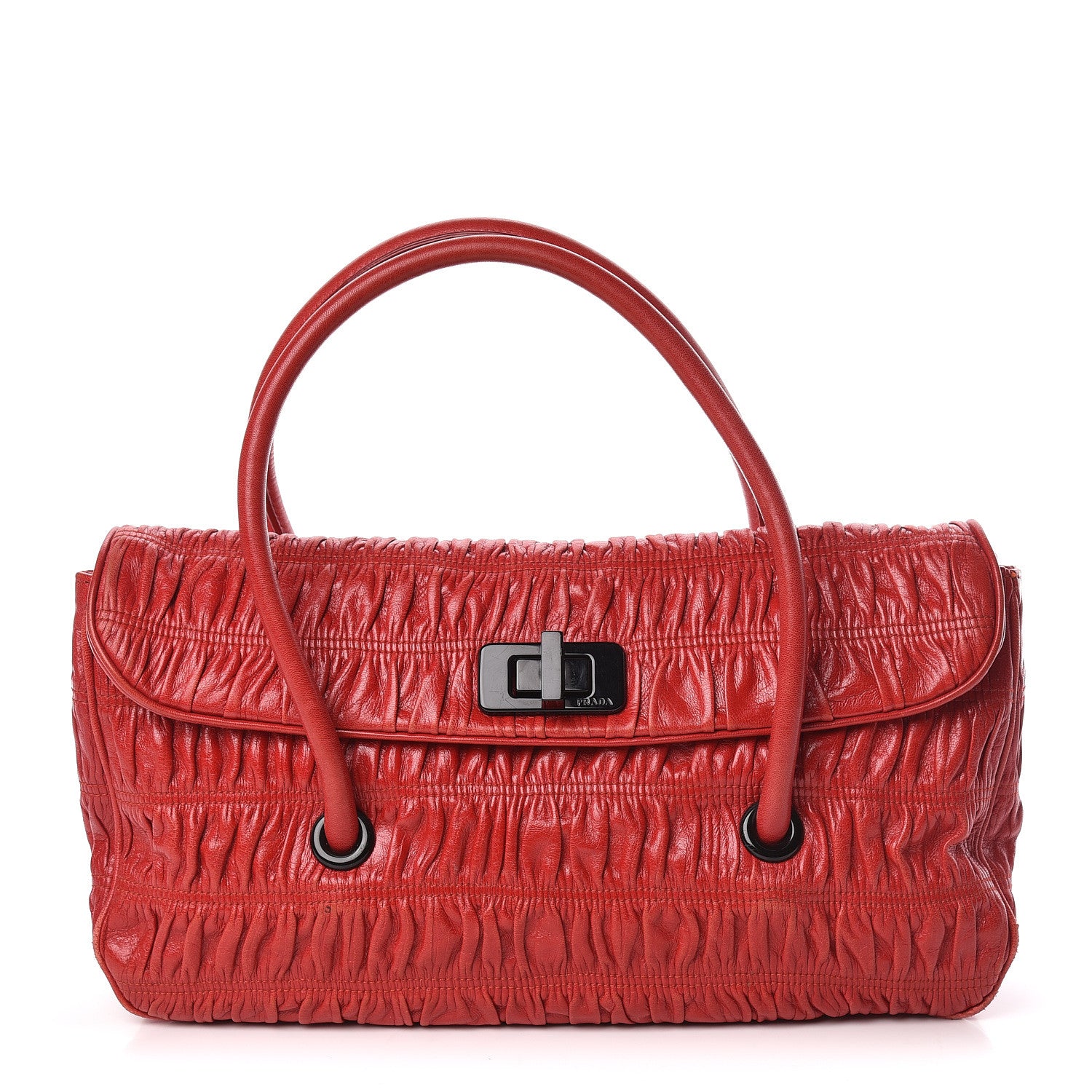 Prada Capretto Gaufre Flap Bag Rosso 1 of 18