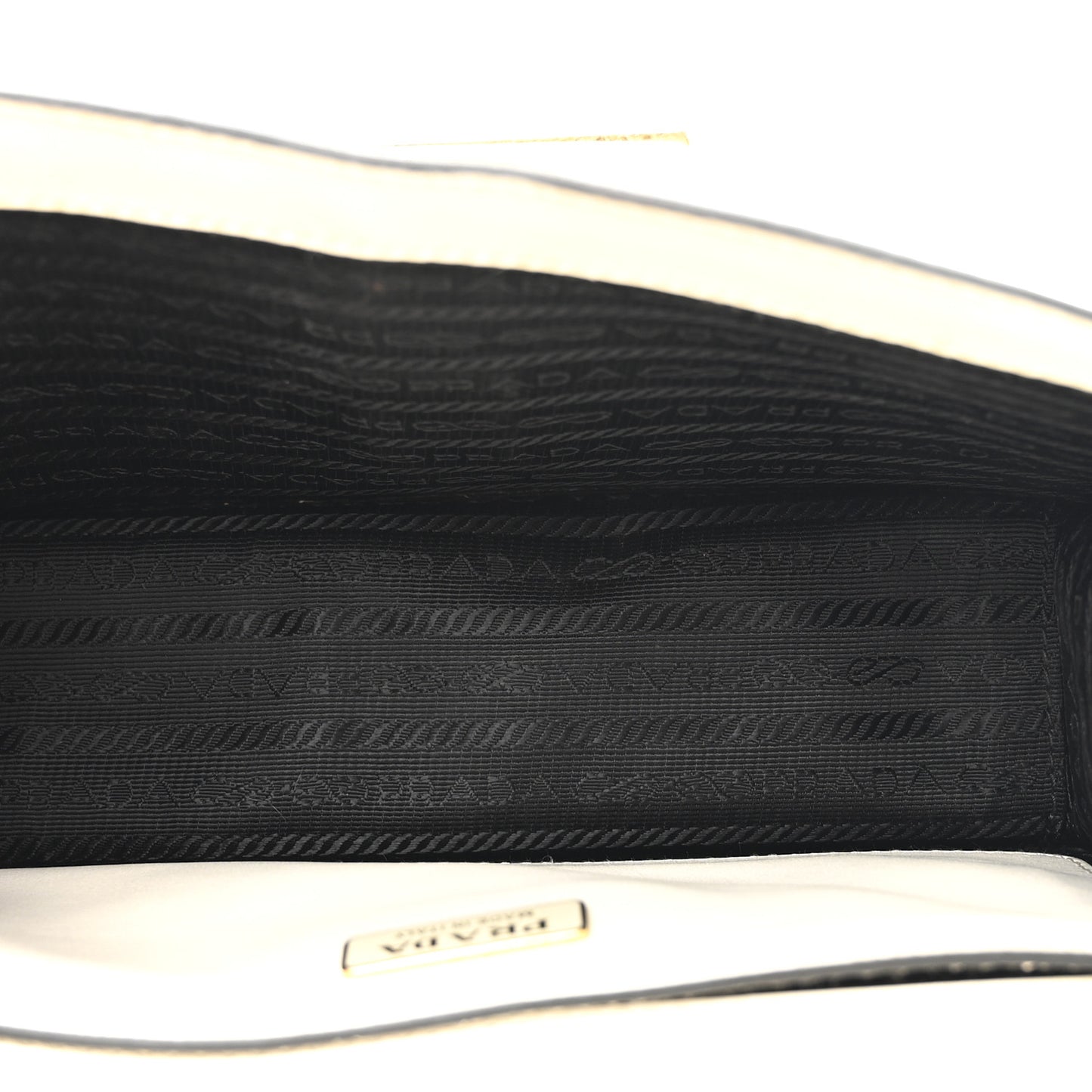 Saffiano Cuir Triangle Embleme Flap Shoulder Bag White