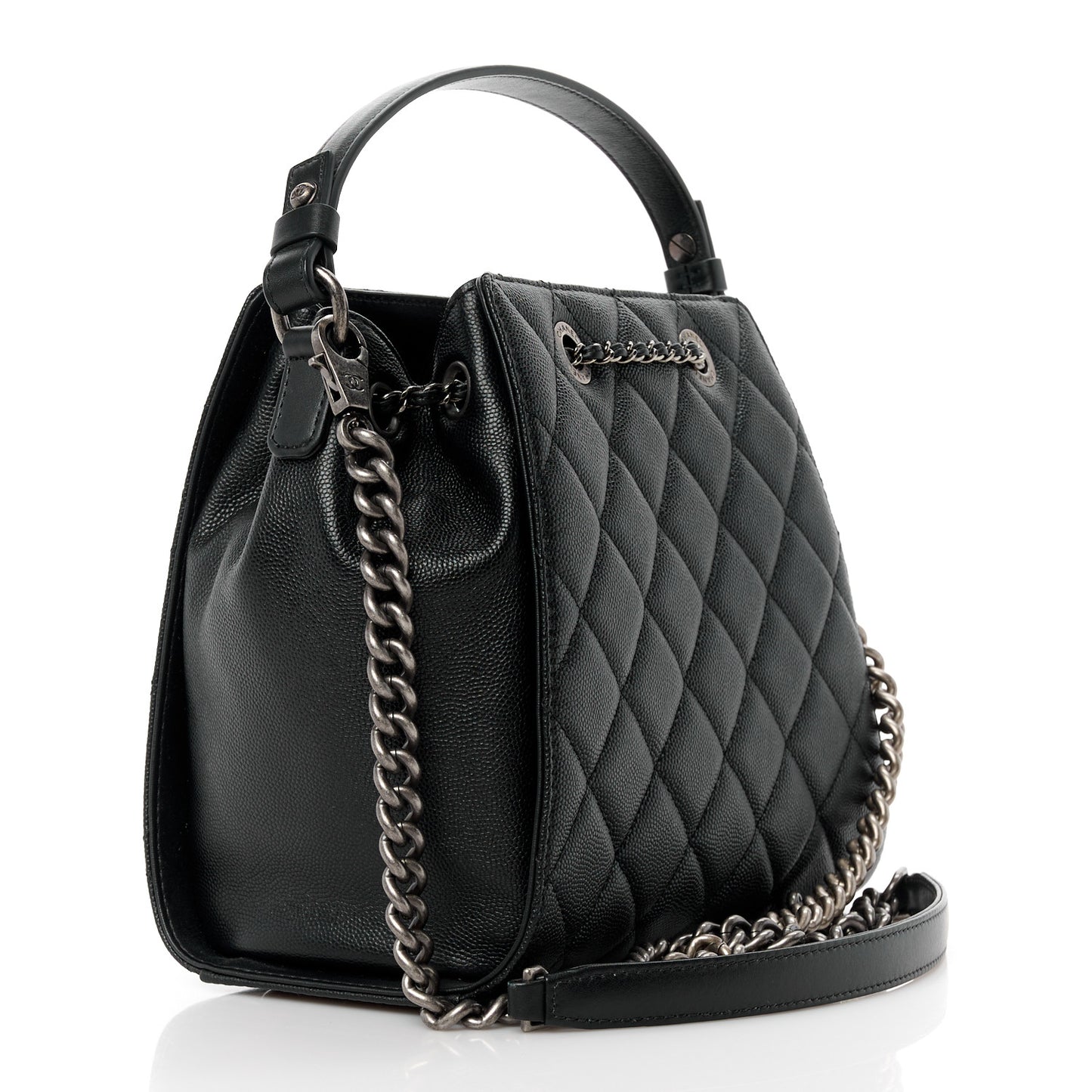 Caviar Quilted Small CC Bucket Bag Black