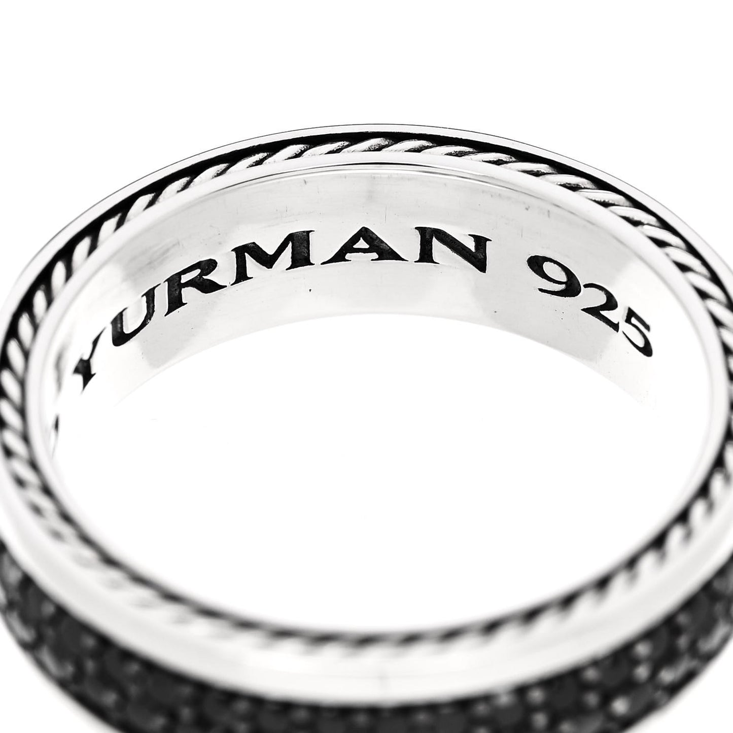 Sterling Silver Black Diamond Streamline Two-Row Band Ring 62 10