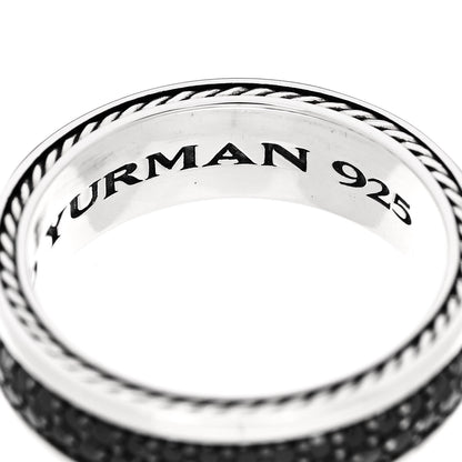 David Yurman Sterling Silver Black Diamond Streamline Two-Row Band Ring 62 10 5 of 5