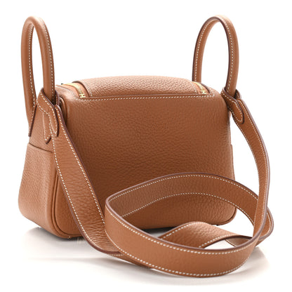 Hermes Taurillon Clemence Mini Lindy 20 Gold 3 of 11