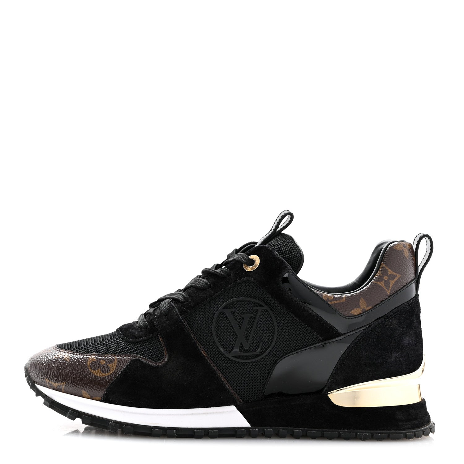 Louis Vuitton Suede Monogram Run Away Sneakers 39 Black 1 of 9