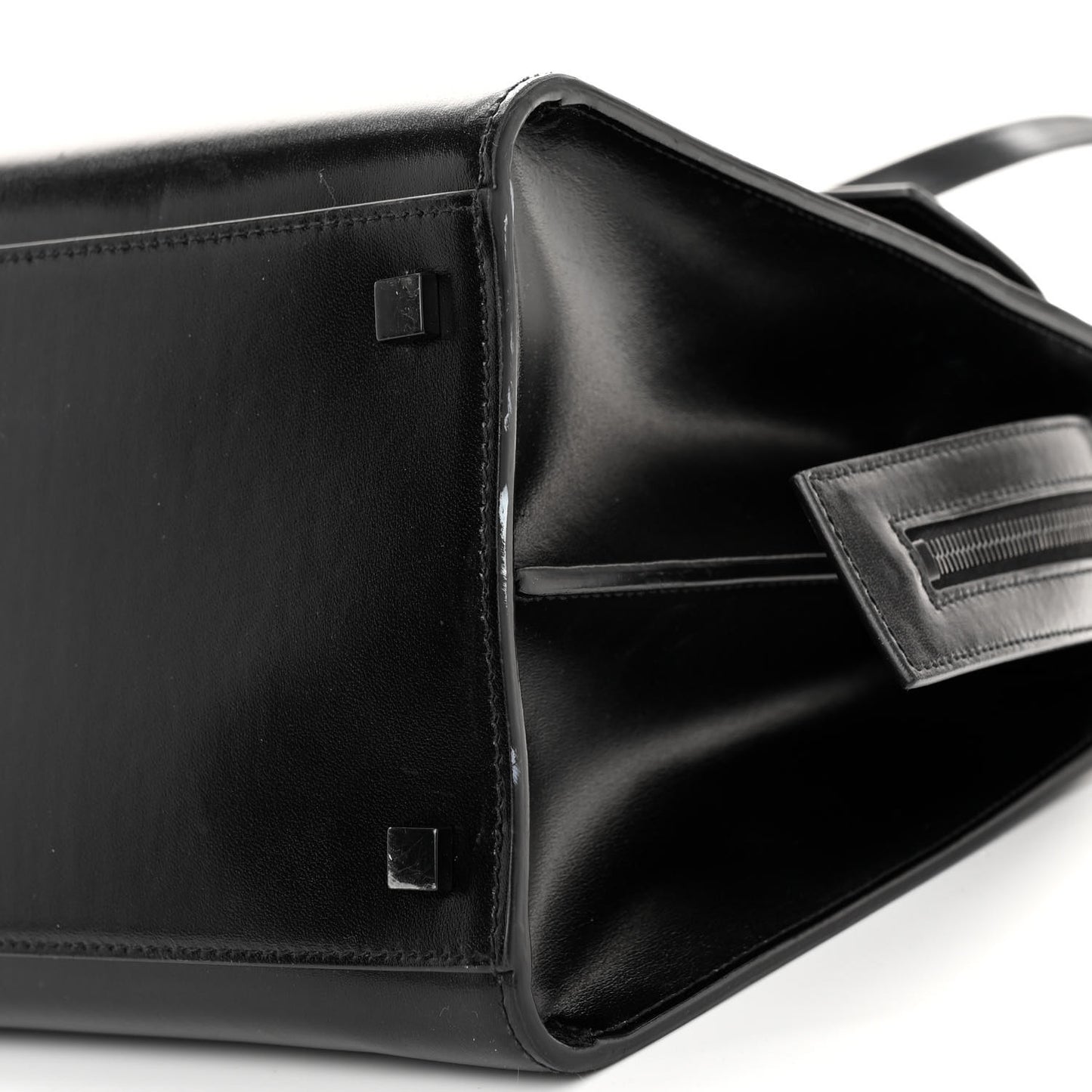 Shiny Calfskin Medium Uptown Tote Black