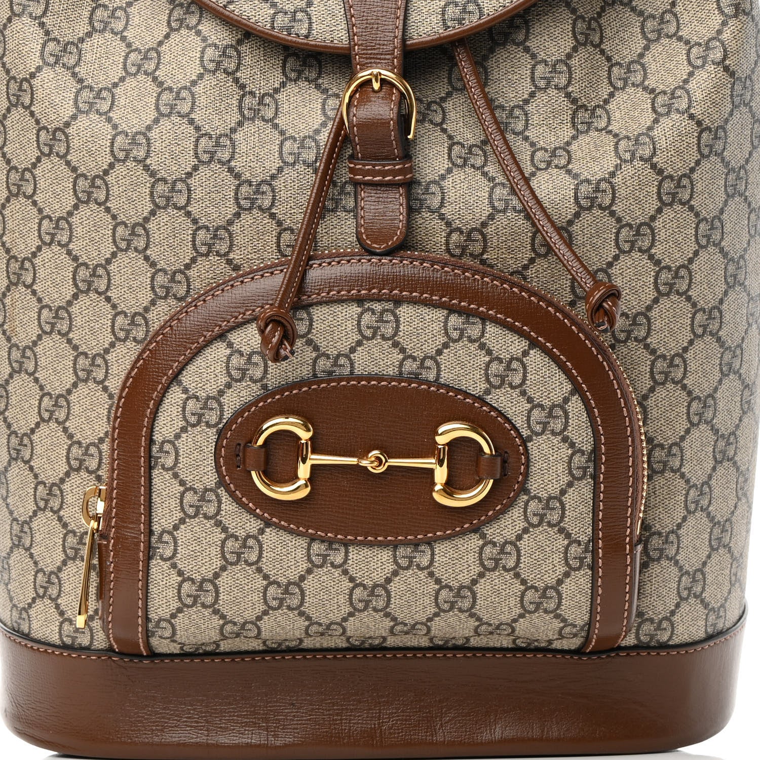 Gucci GG Supreme Monogram Calfskin Horsebit 1955 Single Buckle Backpack Beige Brown Sugar 8 of 17
