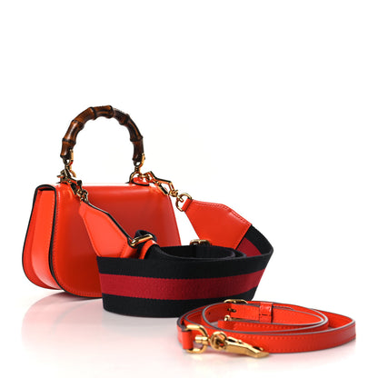 Gucci Boarded Dyana Lux Calfskin Web Mini Bamboo 1947 Top Handle Bag Calypso Orange 3 of 10