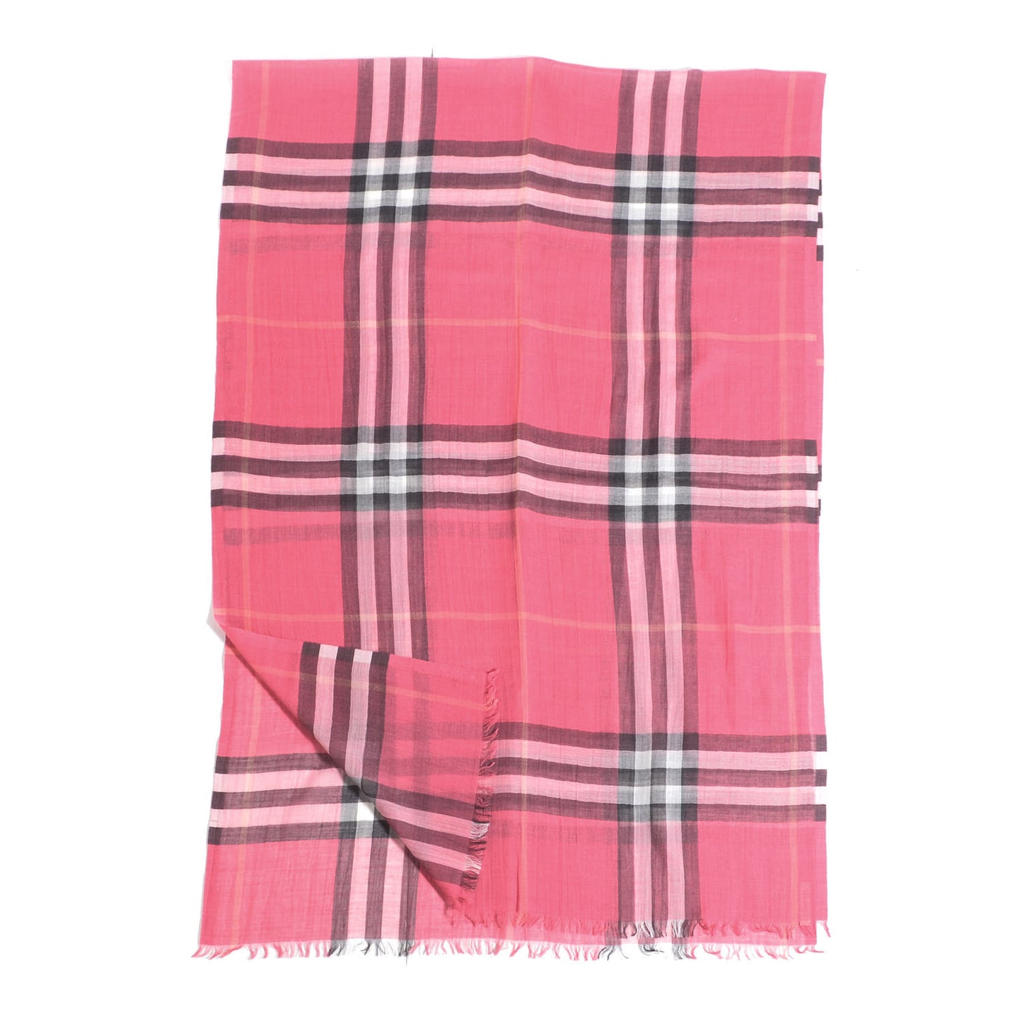 Silk Cashmere Giant Check Scarf Bright Rose